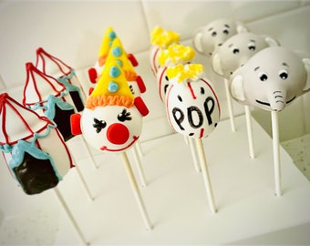 Circus cake pops, cake pop gifts, cake pops, kids party decor, kids birthday