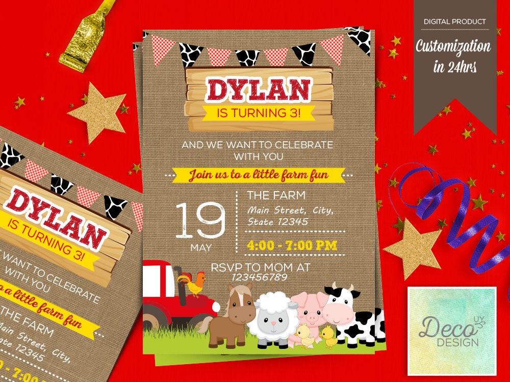 Invitation Anniversaire A Imprimer Ferme Ferme Des Animaux Etsy