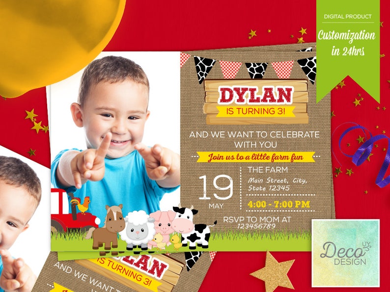 La Ferme Des Animaux Invitation Ferme Imprimable Etsy