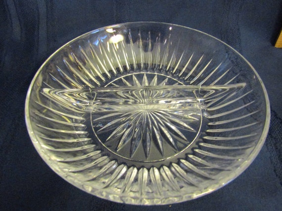 PRINCESS HOUSE HIGHLIGHTS IN LEAD CRYSTAL DIVIDED SERVING DISH BOWL #870 