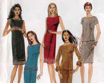 McCalls 2972 Misses Bateau Neck Dress Top Skirt Sewing Pattern Size 6 8 10  Bust 30.5 to 32.5 UNCUT