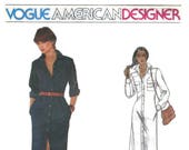 1980er Jahre Calvin Klein Vogue 2441 amerikanischen Designer Misses Shirt Kleid Knopfleiste Taschen Vintage Nähen Muster Größe 12 Fehlschlag 34