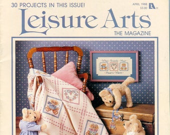 Leisure Arts Magazine April 1988  30 Projects Cross Stitch Knit Crochet