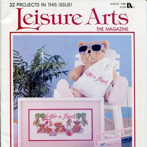 Leisure Arts Magazine August 1988  32 Projects Cross Stitch Knit Crochet