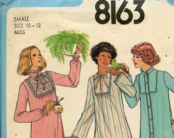 1970s Simplicity 8163 Nightgown Pajamas Robe Vintage Sewing Pattern Size Small 10 - 12 Bust 32.5 to 34