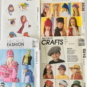 Adult Child Hats Caps Fleece Scarves Mittens Gloves Sewing Patterns All Uncut