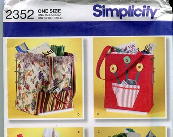 Simplicity 2352 Shopping Bags Tote Bags Sewing Pattern by Faith Van Zanten UNCUT