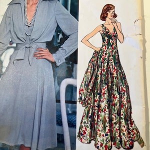 1970s Vogue 1117 Sz 8 Jerry Silverman Evening Dress Jacket Designer Pattern FF
