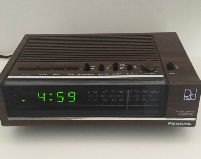 Vintage Panasonic AM FM Digital Clock Radio Woodgrain Plastic Case ...