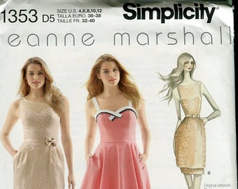 Simplicity 1353 Misses Special Occasion Dress Pattern Leanne Marshall Sun Dress Sweetheart Neckline Size 12 14 16 18 20