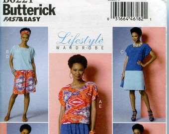 Butterick B6221 Misses Casual Top Dress Shorts Pants Sewing Pattern Lifestyle Wardrobe Size Xsm to Med  UNCUT