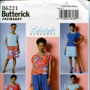 Butterick B6221 Misses Casual Top Dress Shorts Pants Sewing Pattern Lifestyle Wardrobe Size Xsm to Med  UNCUT