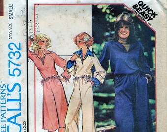 1970s McCall's 5732 Misses Top Culottes Wide Leg Pants Sewing Pattern Size Small 10-12 Bust 32.5-34 UNCUT FF