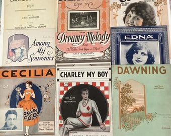 1920s Vintage Sheet Music Lot Cecilia Edna Eliza Dream Daddy Charley My Boy jk24