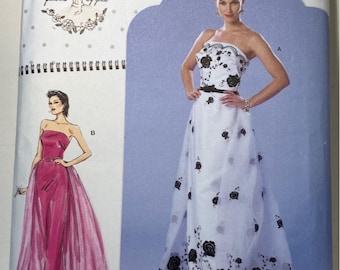 Patrón de costura para vestido sin tirantes Simplicity S9289 con cinturón de cola desmontable de Gertie FF