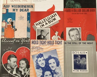 1930s Vintage Sheet Music Lot Hallelujah I’m a Bum Auf Wiedersehen Green Eyes jk28