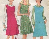 1960er Jahre Kleid oder Jumper Schnittmuster McCalls 8770 Größe 12 Büste 32 Kleid Pullover Bluse Prinzessin Nähte vorne Kick Falten