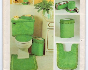 70s Simplicity 5544 Bathroom Toilet Covers Pattern Contour Rug Tissue Box Uncut