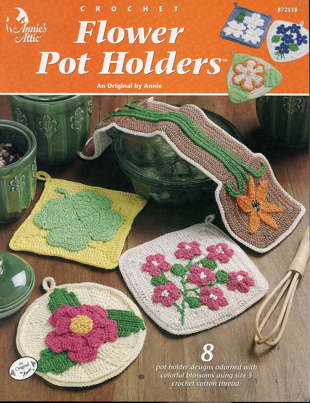 Crochet Flower Pot Holders 8 Designs Annie's Attic 872518 Etsy