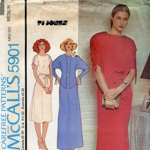 1970s McCall's 5901 Misses Ruched Drawstring Dolman Sleeve Dress and Jacket PJ Jones Sewing Pattern Size Med 14-16 Bust 36 38 UNCUT image 2