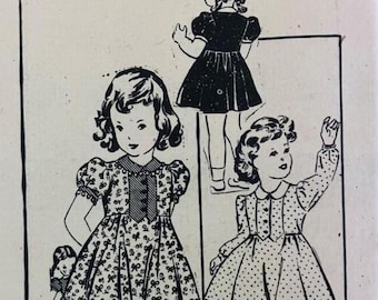Patrones de vestidos para niñas de los años 40 (tallas 4-8) para elegir, sin imprimir, disponibles por correo.