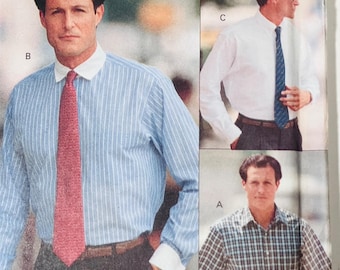 Camisa de vestir para hombre con botones delanteros, modelo 7954 de la marca Vogue de los 90, talla 15-16 FF.