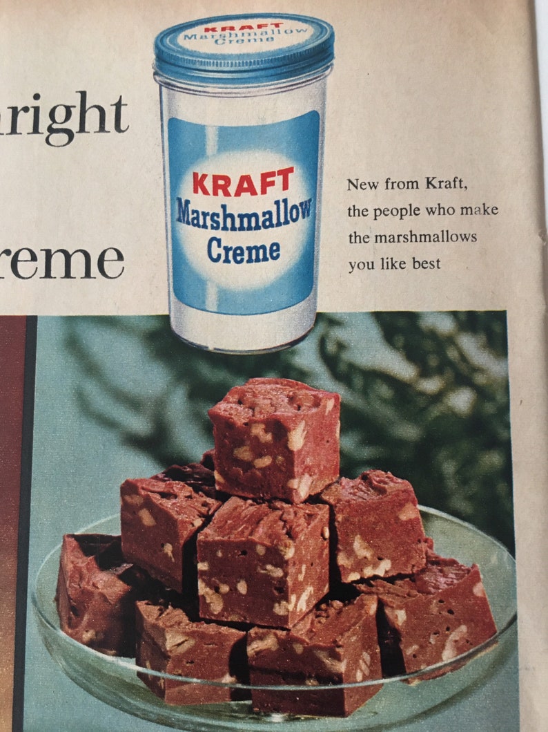Kraft Marshmallow Creme 1960s Vintage Magazine Ad Recipes for Etsy