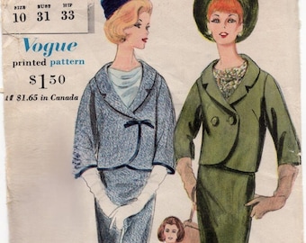 60s Vogue Special Design 4250 Suit Blouse Pattern Original Label Sz 10 B31 CC
