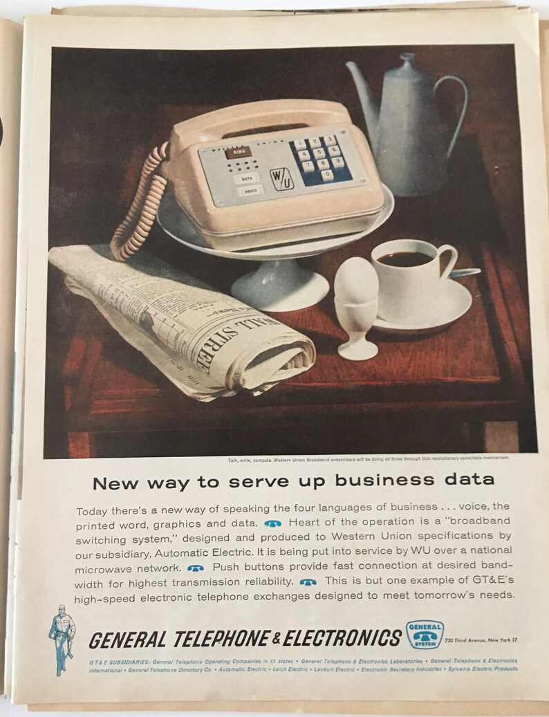1962 General Telephone & Electronics Vintage Magazine Ad Etsy