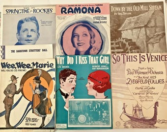 1910s 20s Vintage Sheet Music Lot Ramona, Old Mill Stream, Strutters Ball, Wee Wee Marie jk27