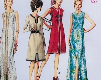 Patrón de costura Simplicity 9141 para vestido tubo sin mangas de los años 70. SIN SOBRE. Talla 12.