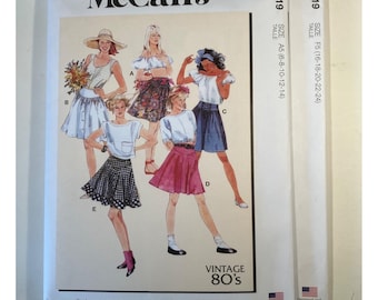 McCalls M8319 Vintage 80s Reprint Short Flared Skirt Pattern Size 6-14 OR 16-24