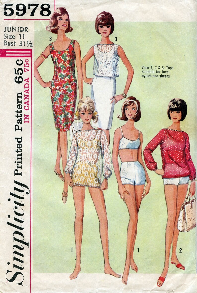1960s Simplicity 5978 Juniors Two Piece Bathing Suit Coverup Etsy