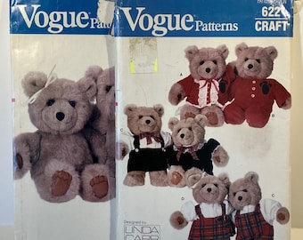 Patrones de ropa y osito de peluche Vogue 621/622 de 38 cm (15") Linda Carr Baby Bear Plush UC
