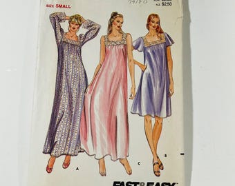 Koszula nocna Butterick 3559 z lat 80. XX wieku, rozmiar SM 8-10, wzór do szycia w stylu vintage, nieobcięty