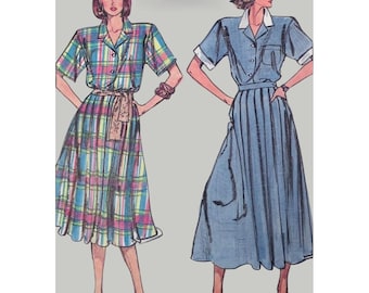 Patrón de vestido de dos piezas Simplicity 8062, talla 12, camisa de manga corta y falda (modelo FF)