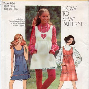 70s Simplicity 9776 Mini Dress Jumper Blouse Sewing Pattern Size 9/10 B 30.5 FF