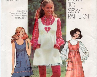 70s Simplicity 9776 Mini Dress Jumper Blouse Sewing Pattern Size 9/10 B 30.5 FF