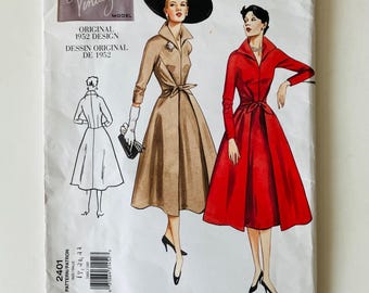 Vintage Vogue 2401 size 18-22 1950s Wrap Dress Reprint Sewing Pattern FF