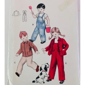 50s Vintage Butterick 6198 Child Sz 2 Overalls & Jacket Sewing Pattern CC