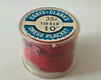 Vintage Coats and Clarks 10” Metal Zippers Round Containers 1960s Choice of Qty & Color