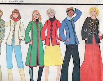 70s McCalls 5427 Misses Unlined Coat Jacket Pattern Transfer Med B36-38 Uncut
