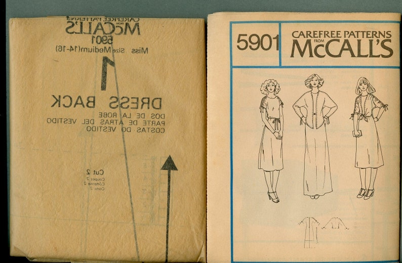 1970s McCall's 5901 Misses Ruched Drawstring Dolman Sleeve Dress and Jacket PJ Jones Sewing Pattern Size Med 14-16 Bust 36 38 UNCUT image 7