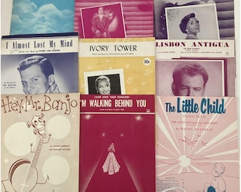 1950s Vintage Sheet Music Lot Hey Mr Banjo, Dear Daddy, Rock & Roll Waltz jk32