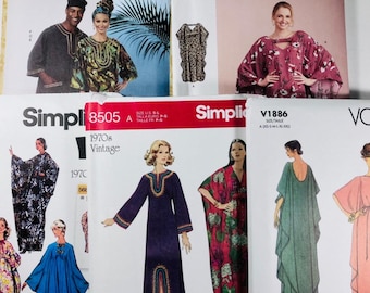 Patrones de costura para caftanes nuevos y reimpresos de Butterick, Simplicity y Vogue Uncut FF (elige los tuyos)