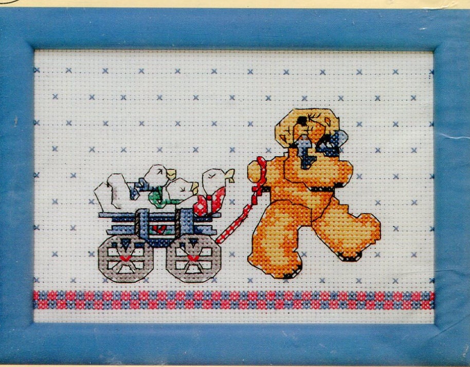 1990s Wagon Full of Friends 7 X 5 Counted Cross Stitch Kit With Frame ...