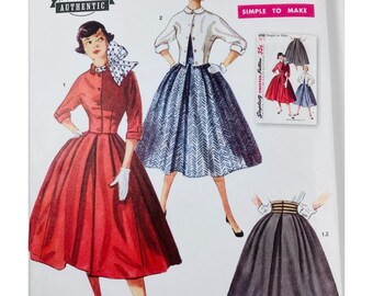 Patrón de costura Simplicity S9882 Vintage de los años 50 para falda completa y chaqueta (reimpresión) FF