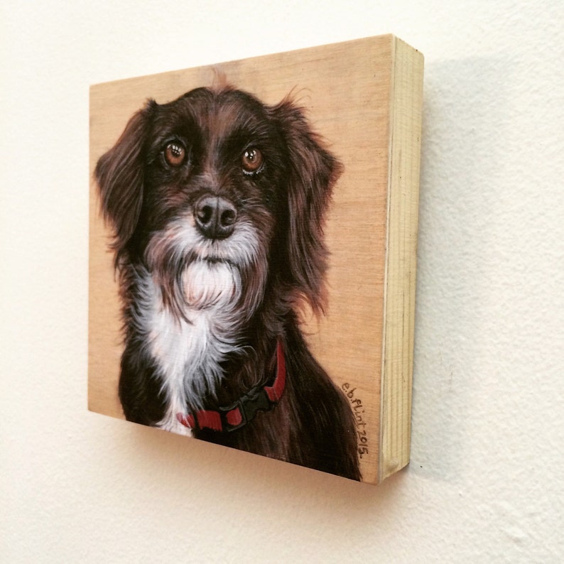 6 X 6 Custom Pet Portrait on Wood Panel Original Acrylic Painting of