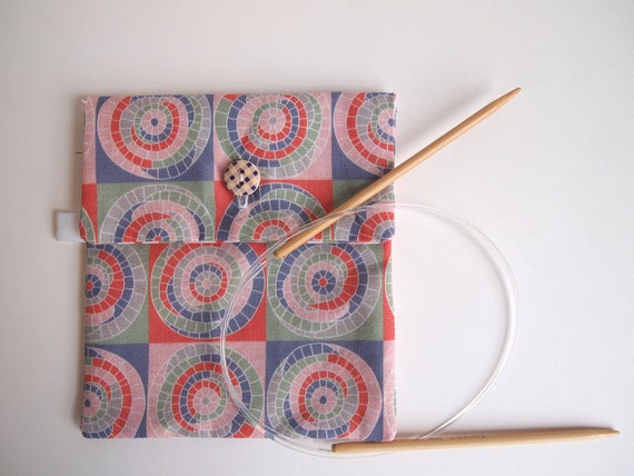 Circular Knitting Needle Case Holder Button Bag Original Yarn Mosaic Fabric Organize Store Knitter Gift Knitting Accessory Crafts