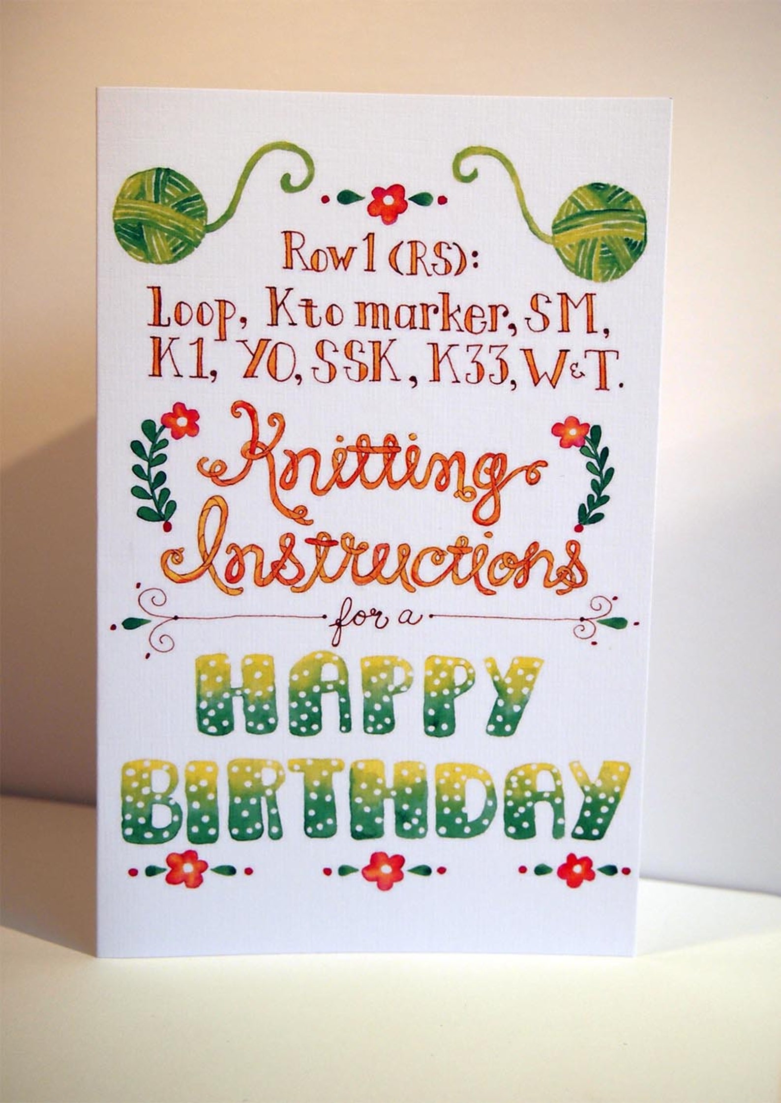 Knitting Happy Birthday Greeting Card. Quality White Card Etsy